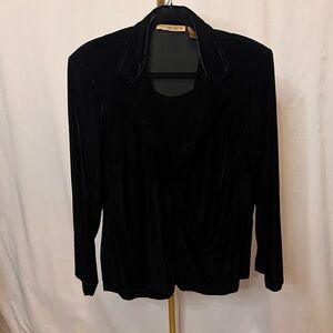 Notions, black velvet blouse and blazer size large beautiful vintage piece